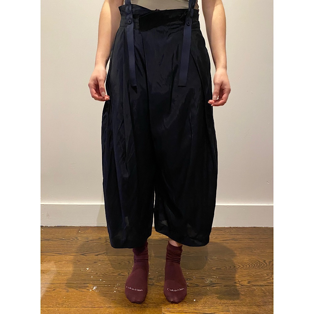 OTT Navy Blue Cotton Cupra Pleated Balloon Pants Size Small/Medium